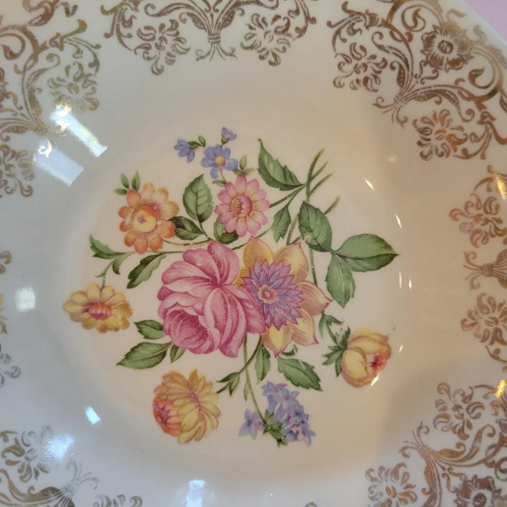 Vintage Dish ~ Knowles Rimmed Fruit/Dessert (Sauce) Bowl ~ Shabby Chic ~